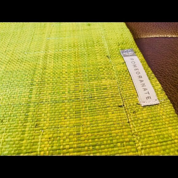 Pomegranate Square Green Rice Paper Placemats 13.5” Square - Picture 7 of 9